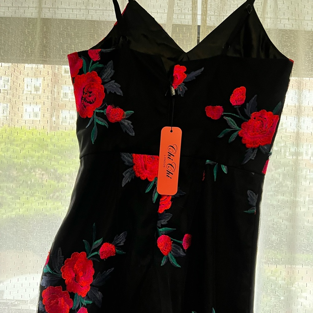 Chi Chi London Margaret Embroidered Mesh Cocktail Dress, size M